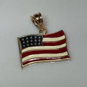 NWT 14k Gold Enamel American Flag Charm